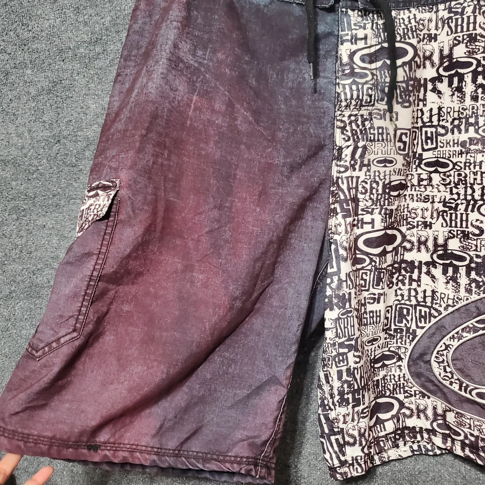Vintage SRH Board Shorts Mens 40 Black Swim Trunks Spade Crest Y2K Surf Skate